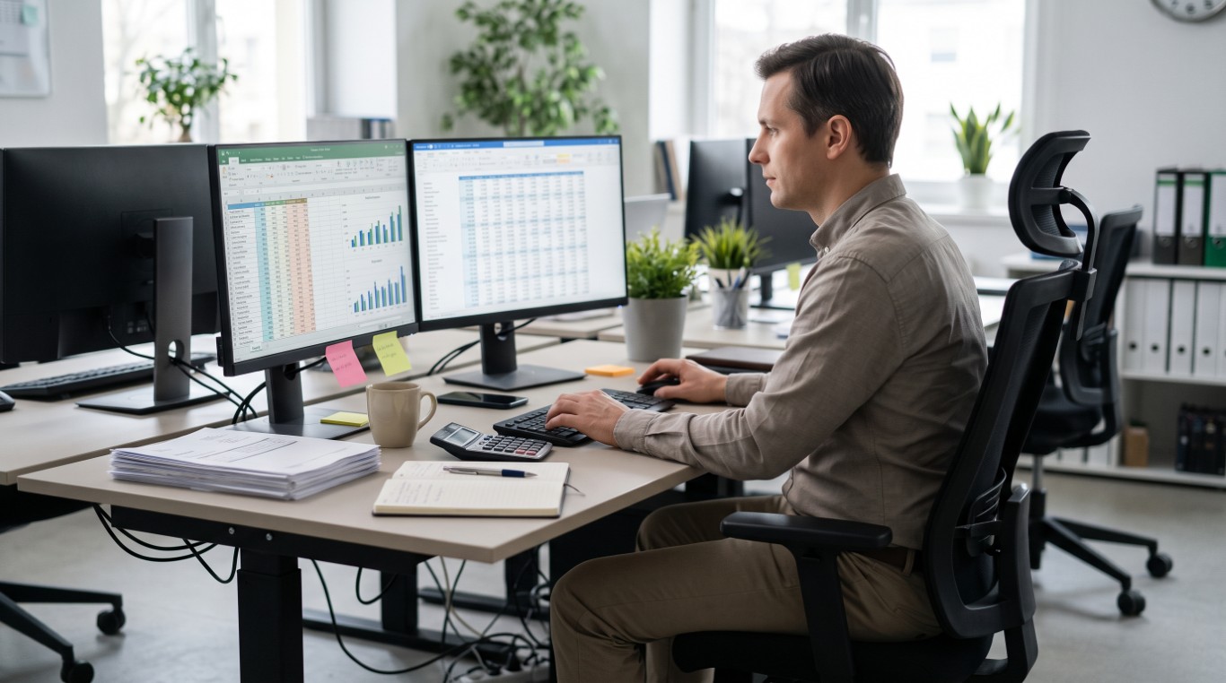 Business360.CPA accountant in Vancouver working on 13-week cash flow forecast for business planning a new hire